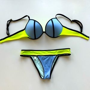 VS Neon color blocked bikini set, Brazilian butt, push up top